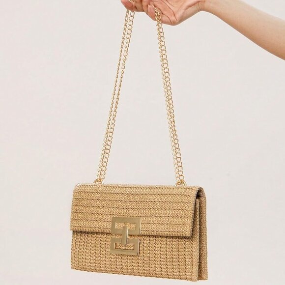 Women's Straw Shoulder Bag Woven Clutch Purse Boho Beach Handbag - Picture 2 of 6